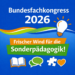 Grafik: Bundesfachkongress 2026 – ‚Frischer Wind für die Sonderpädagogik!‘ mit Symbolen für Bildung und Austausch.